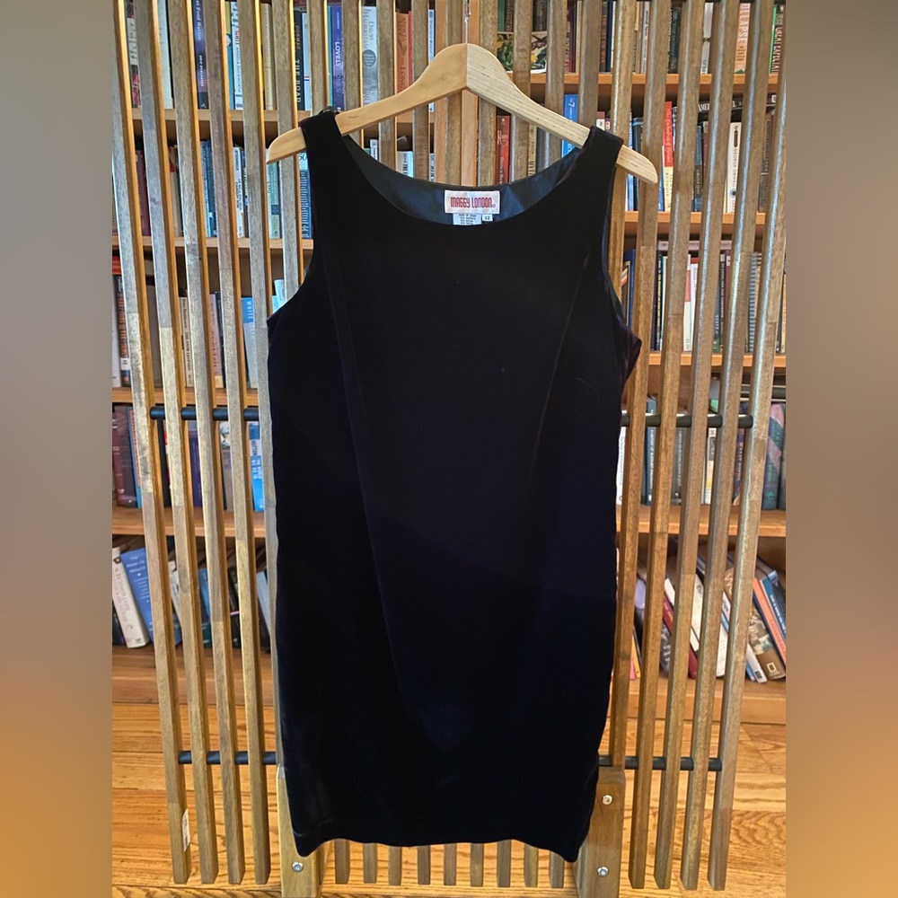 Maggy London Black Velvet Shift Dress